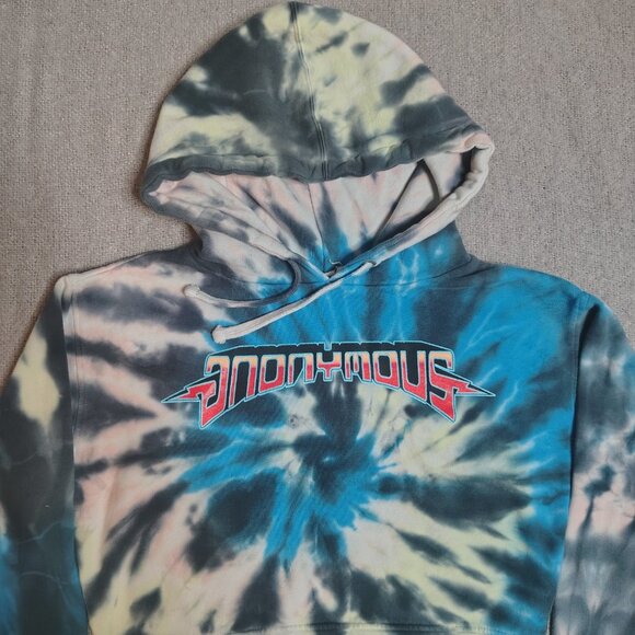 Anonomous Cropped Hoodie Womens Size Small Tye Dye Oversized Boxy Y2K - Picture 9 of 9